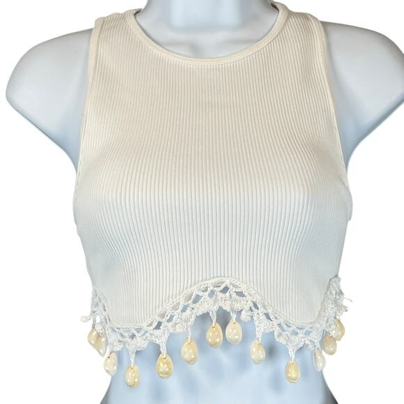 Zara Limited Edition Sea Shell Crop Top Women's XS White Bralette - Picture 1 of 9